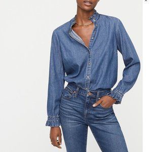 J. Crew Ruffleneck classic-fit boy shirt in chambray, XS